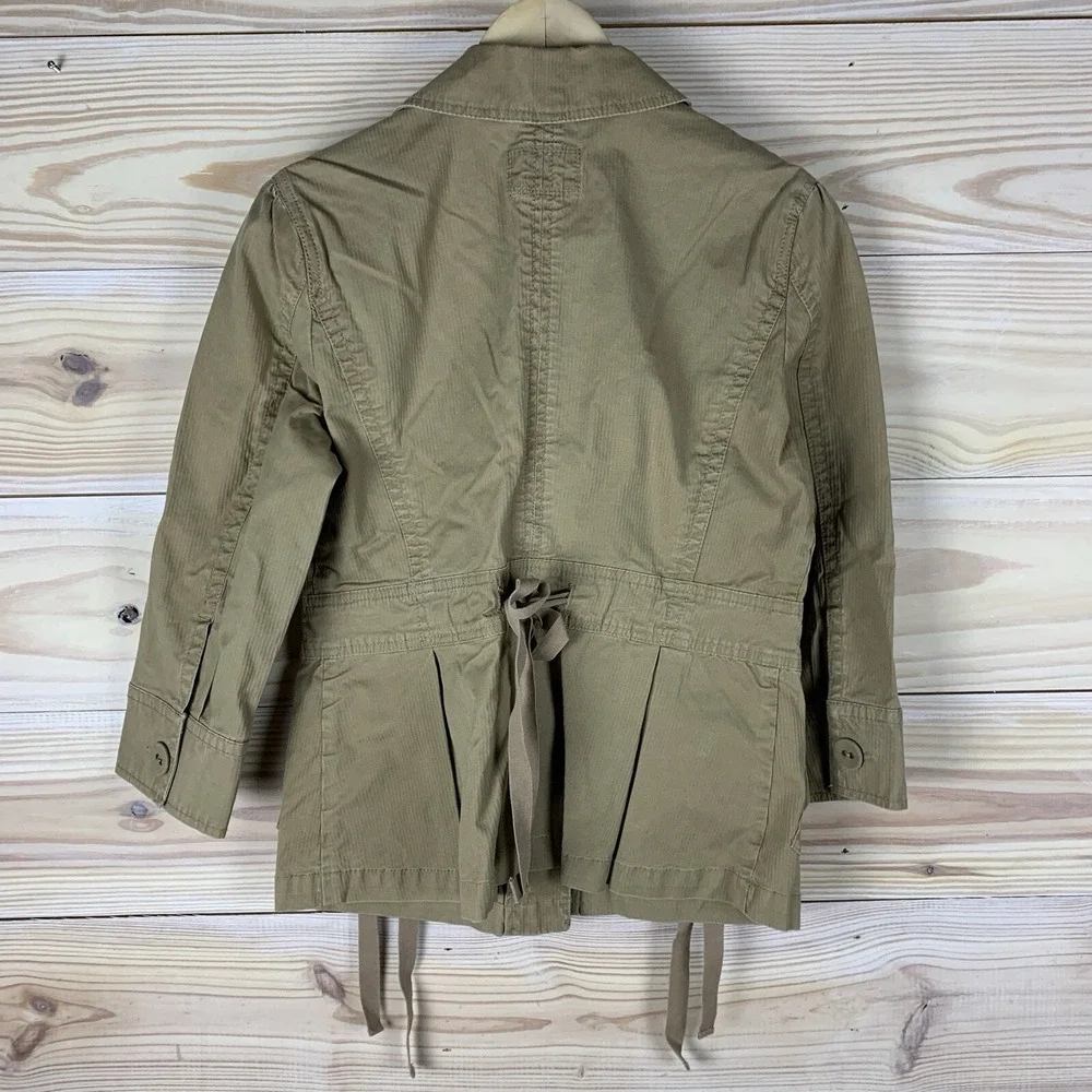 Caslon Jacket Women Medium Khaki Cargo Pockets 3/4‎ Sleeve Utility Safari